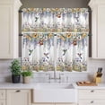 thumbnail image 4 of 3 Piece Kitchen Curtains and Valances Set Watercolor Floral Cafe Curtains 36 Inch Length Spring Daisy Sunflowers Wisteria Hummingbird Valance & Tier Curtain for Living Room Bedroom 54"x18"+27"x36"*2, 4 of 6