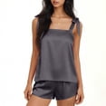 thumbnail image 4 of Womens Silk Pajama Set 2026 Bow Tie Knot Tank Top Satin Pjs Sets 2 Piece Cami Shorts Sleepwear Loungewear, 4 of 6