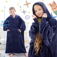 thumbnail image 2 of REDESS Oversized Wearable Blanket Hoodie Sweatshirt for Unisex Boy and Girl-Navy, 2 of 6
