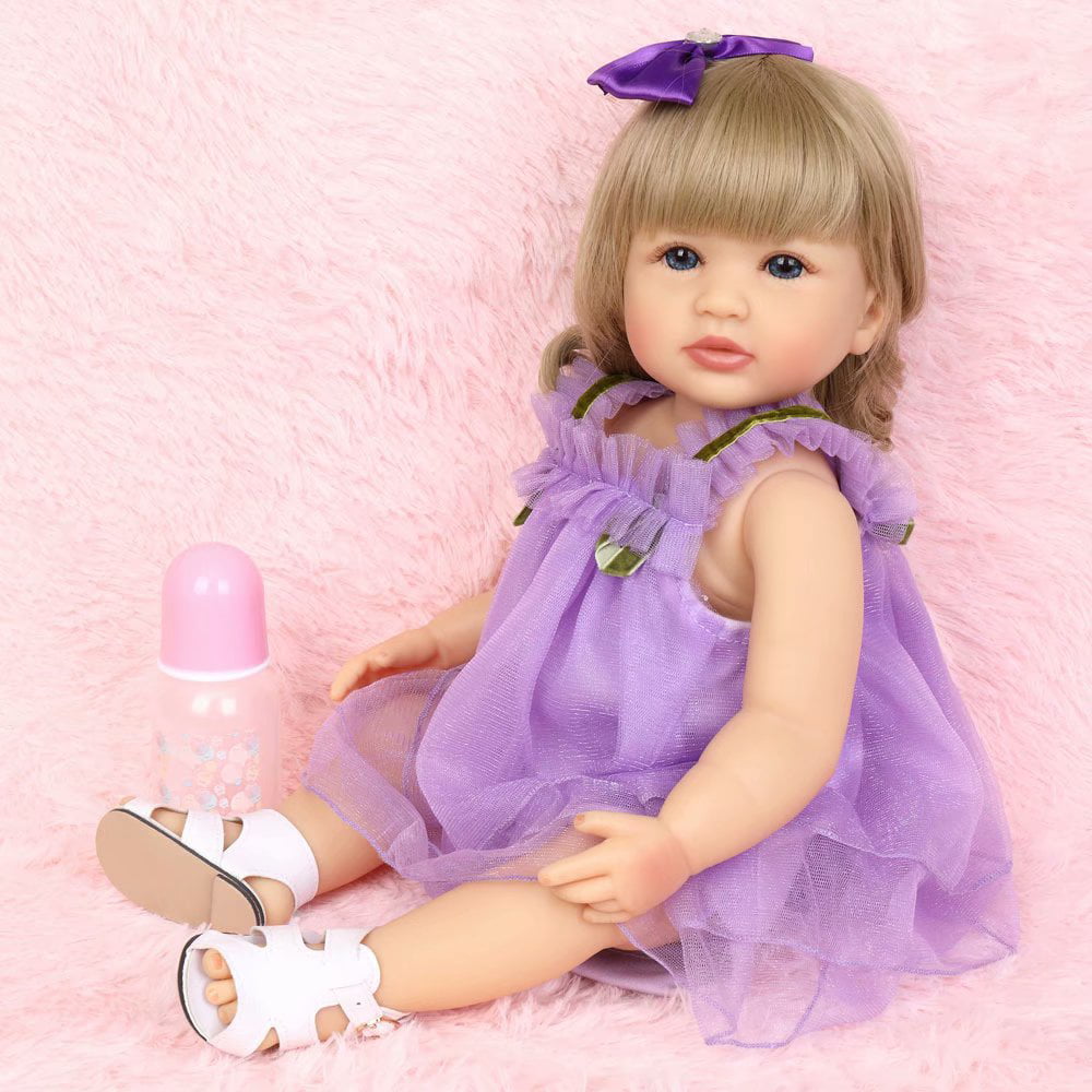 22/" Simulation Baby Doll Girl Pink Lace Skirt Children Christmas Toy Gifts