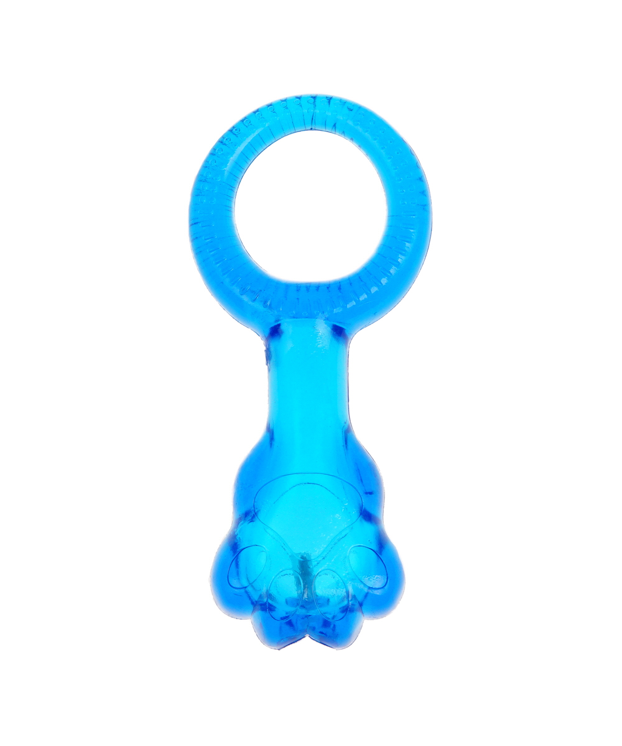 squeaky blue paw bone rubber dog toy 5.5"