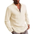 thumbnail image 1 of FOCUSNORM Men's Long Sleeve T-Shirt Loose Fit Tops Solid Color Blouse, 1 of 9