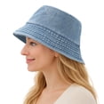 thumbnail image 6 of TOPTIE Washed Denim Bucket Hat Packable Unisex Summer Cap for Beach, Fishing & Travel-DarkBlue, 6 of 7