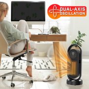 Handy Heater 3D Heat Tower 1500W Oscillating Space Heater with Remote, Adjustable Thermostat and Timer, Black