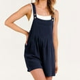 thumbnail image 6 of lulshou Jumpsuits for Women, Women's Sleeveless Solid Overalls Summer Casual Strap Loose Short Bib Jumpsuit Rompers Women's Jumpsuits, Rompers & Overalls, Navy XXL, 6 of 9