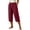 Wine, variant on SHTXOZHI Womens Basic Capri Pants Elastic Waisted Straight Leg Ruched Capris Casual Vacation Bottoms with Pockets