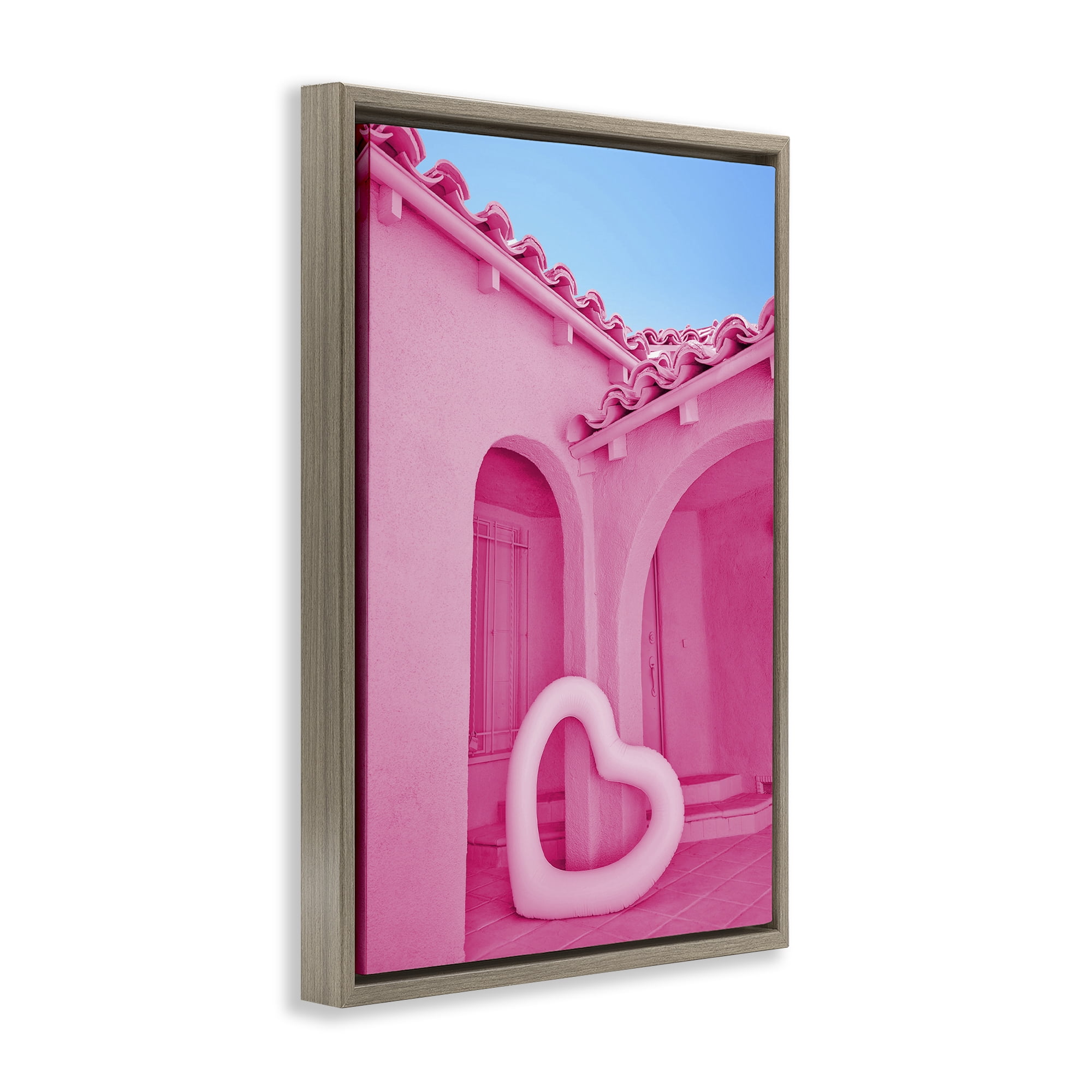 Stupell Industries Pink Pop Heart at Villa Brown Framed Floater Canvas Wall Art, design by LISH Creative