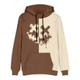 thumbnail image 5 of Timoontee Men's Sweatshirts Loose Long Sleeve Smile Face Print Pullover Tops Fall Winter Casual Hoodies Color Block Kangaroo Pocket Hooded Sweatshirts Coffee XL, 5 of 5