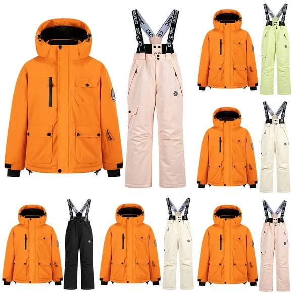 Oksale 2 PC Snow Suits for Kid Waterproof Insulated Thermal Winter Ski Suit Hooded Puffer Jacket Snowsuits for Active Outdoor Sports Snowboarding Green 9-10Years