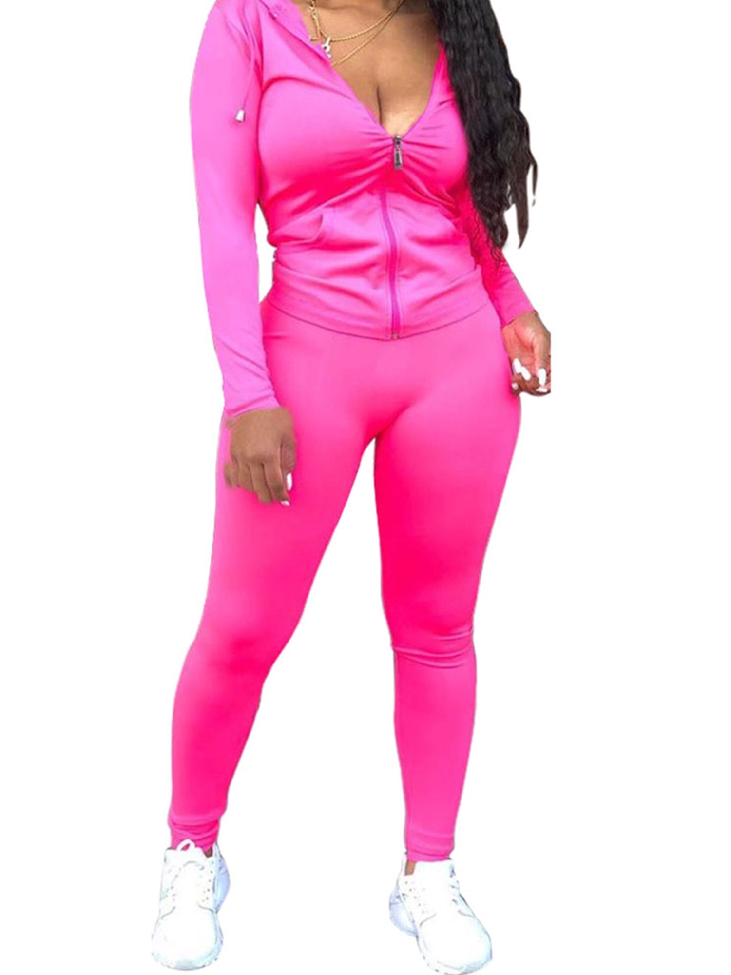 New Sports Hooded Top Long Pencil Pants Two Piece Set Women Solid Color Fitness Casual Homewear Female Nightclub Tracksuit Set Walmart Com Walmart Com