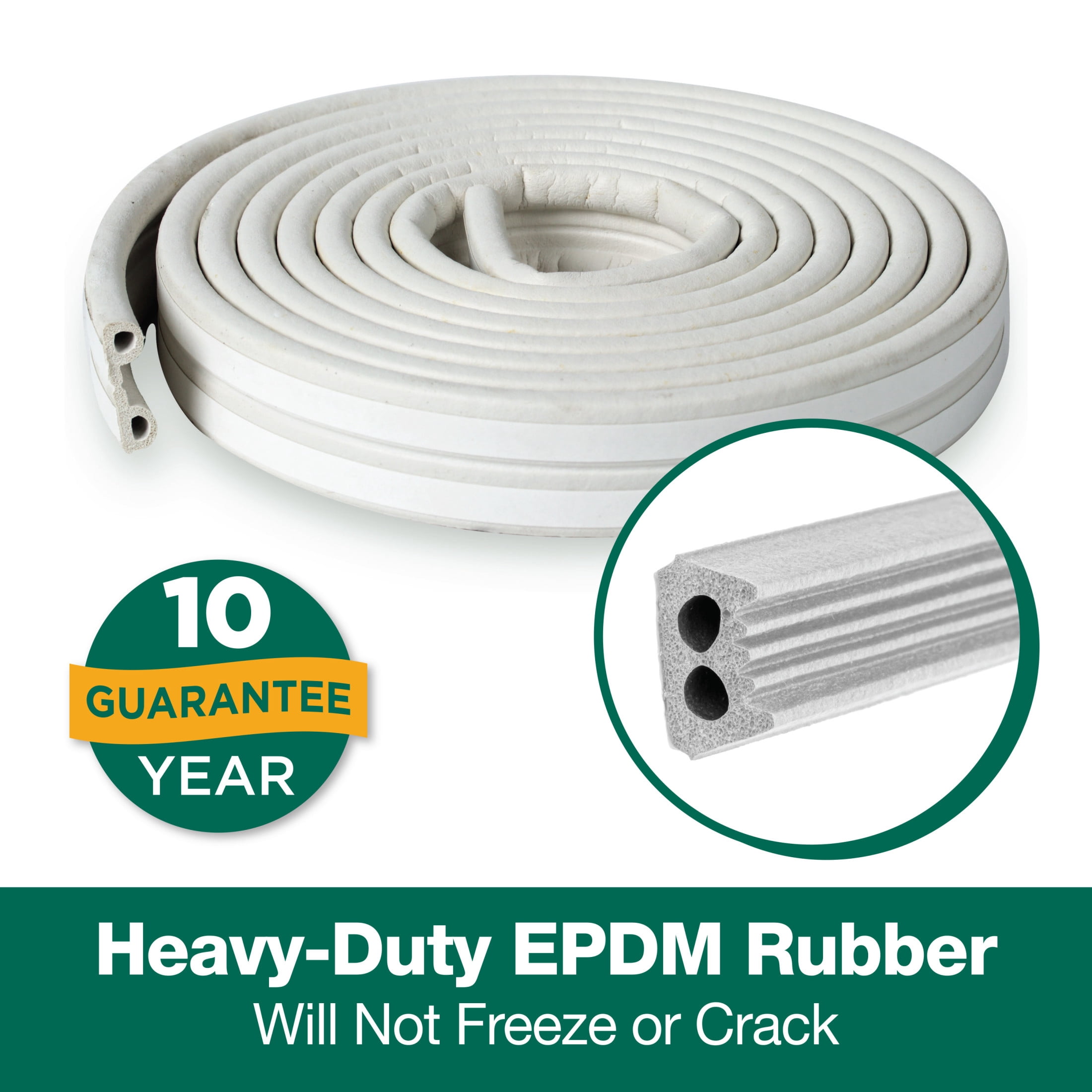 Duck® Brand Heavy-Duty Weatherstrip Seal - Extra Large Gap, White, .5 in. x .31 in. x 10 ft