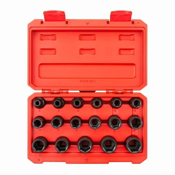TEKTON 1/2 Inch Drive 6-Point Impact Socket Set, 17-Piece (8-24 mm) | SID92321