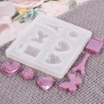 thumbnail image 4 of 1 pc Pendant Silicone Molds Resin Casting Molds For UV Resin Epoxy Resin Jewelry Making Heart Flower Butterfly Tower Bottle White 78x88x8mm Hole: 1.5mm Inner Size: 13~32mm, 4 of 4