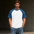 thumbnail image 5 of Dresfit Mens Baseball Shirts Short Sleeve Golf Shirts Patchwork Crewneck Denim Raglan Shirt Summer 2026 Lightweight Cotton Oversized Gym T Shirts White S, 5 of 6
