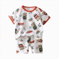 thumbnail image 1 of COMVALUE Ensemble de Sommeil pour Filles Ensemble de Pyjama d'Été à Manches Courtes pour Tout-Petites Filles Pyjamas Rayés Mignons Ensemble de Jammies Rouge pour Taille 3-4 Ans, 1 of 3