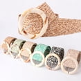 thumbnail image 3 of Wide Adjustable Imitation Straw Weaving Waist Belt Handcrafted Braided Round Buckle Belt Clothes Ornament, 3 of 8