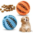 thumbnail image 1 of Dispensador de premios interactivo para perros, azul y naranja (paquete de 2) - Pelota de goma para cachorros y perros pequeños - Aburrimiento - Limpieza dental - Entrenamiento de inteligencia (6 cm), 1 of 5