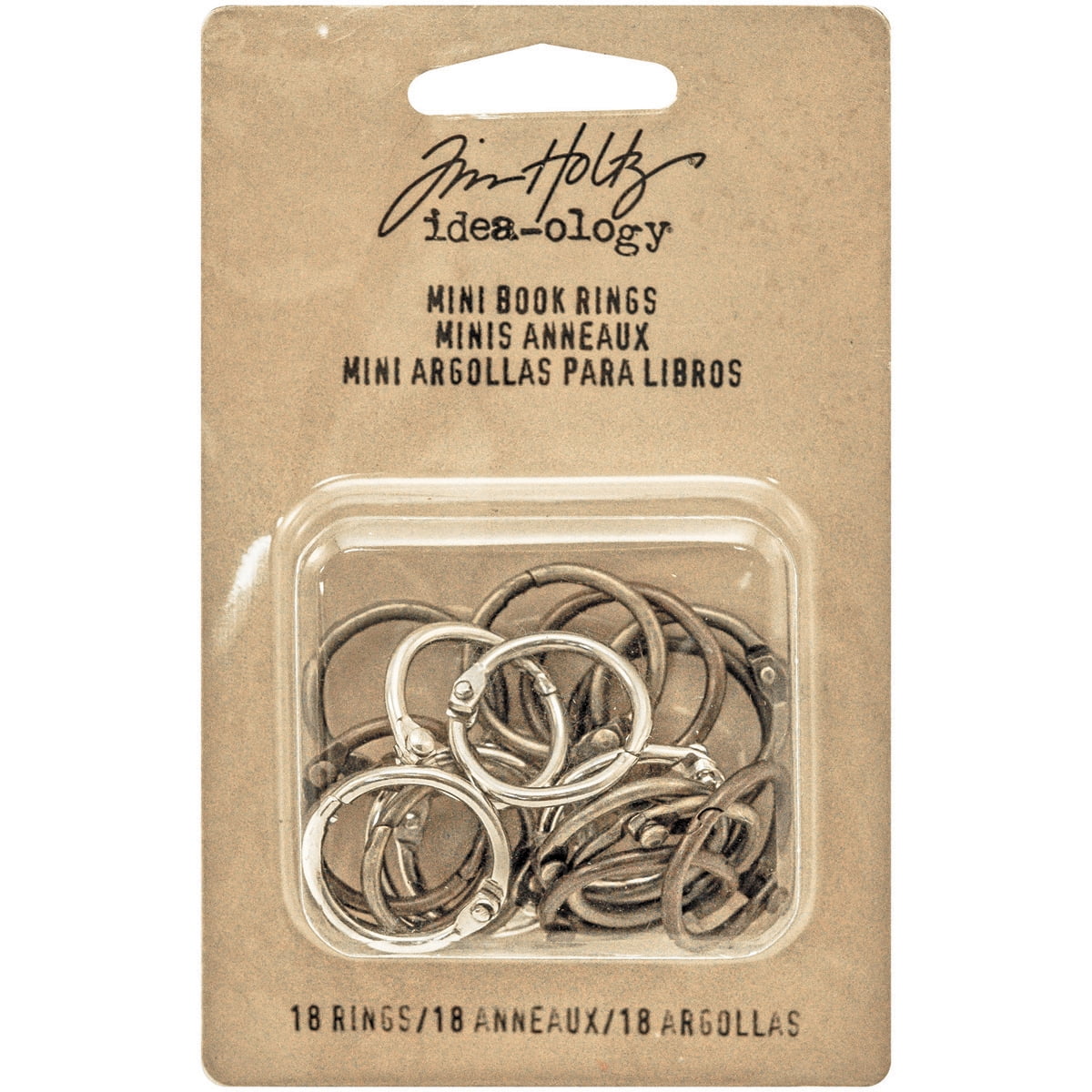 Idea-Ology Mini Book Rings .75' 18/Pkg-Silver, Antique Brass & Antique Copper