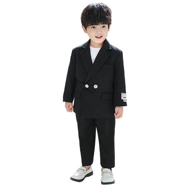 Icvfdpl Baby Boy Outfit Business Suits Coat 3 Piece Outfit Tuxedo Set Kids Formal Suit With Pants Necklace Set Slim Skin-Friendly Boys Clothes Set,9-10 Years