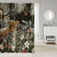 thumbnail image 2 of Manfei Boho Tiger Shower Curtain 72Wx72L, Western Floral Leaf Bathroom Curtain, Brown Green, 2 of 5