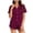 Hot Pink, variant on Ladies Pj set Plaid Four Way Stretch Lapel Short Sleeve Top Elastic Shorts Loungewear