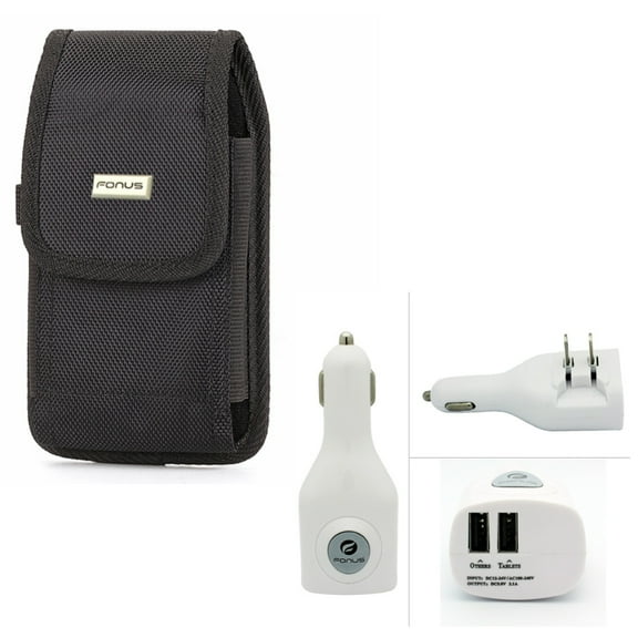 Compatible with Galaxy S10 - Rugged Canvas Carry Case w Rapid Car Home Travel Charger Power Adapter Dual USB L2R for Samsung Galaxy S10