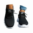 thumbnail image 3 of Daznico Women's Summer Sneakers - Thick Sole Lace-Up Walking Shoes with Breathable Knit for Casual & Everyday Wear,Color:Black,Size:6.5, 3 of 8
