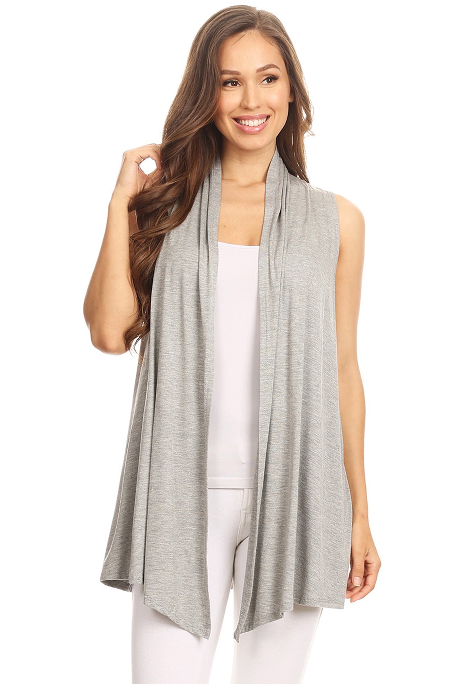 Women's Sleeveless Draped Open Front 