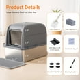 thumbnail image 5 of Large Stainless Steel Cat Litter Box with Scoop and Mat Set - Odor, Stain and Rust Resistant, Gray, 5 of 8