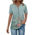 thumbnail image 2 of kytmyeq Women's Button Neck Tops Women's Casual Everyday Tops Short Sleeve V Neck Fashion Print Shirt Tops Pocket Tee Sweatshirts, 2 of 5