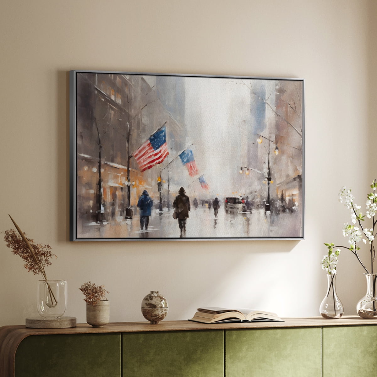 Vintage Landscape-CCXVIII By Wexford Home Framed in Silver Wood Gallery Wrapped Canvas 17 in. x 25 in.