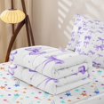 thumbnail image 5 of Manfei Girly Bowknot Zipper Twin Comforter Sets with Fitted Sheet and 2 Pillowcases For Girls,Purple Coquette Bow Zipper Bedding Set For Kids,Reversible,4 Pieces, 5 of 7