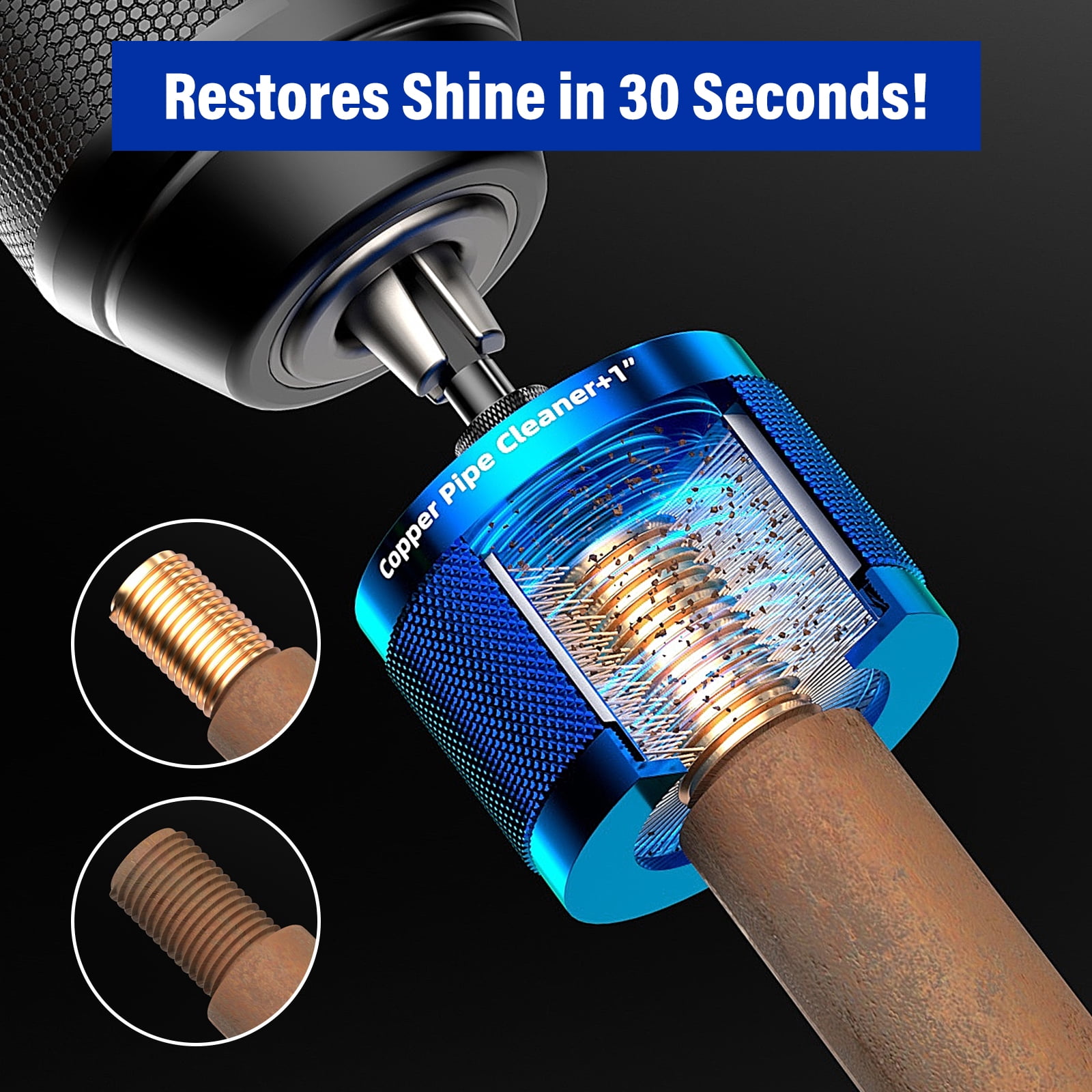 3 Pcs Copper Pipe Cleaner Drill Set (1/2" 3/4" 1") - Metal Tube Cleaning Brushes for Power - Professional Plumbing Tools for Copper Pipes & Tubes - Heavy-Duty Drill Attachment for Plumbers