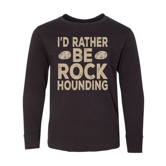 Inktastic Rather Be Rock Hounding Geology Long Sleeve Youth T-Shirt