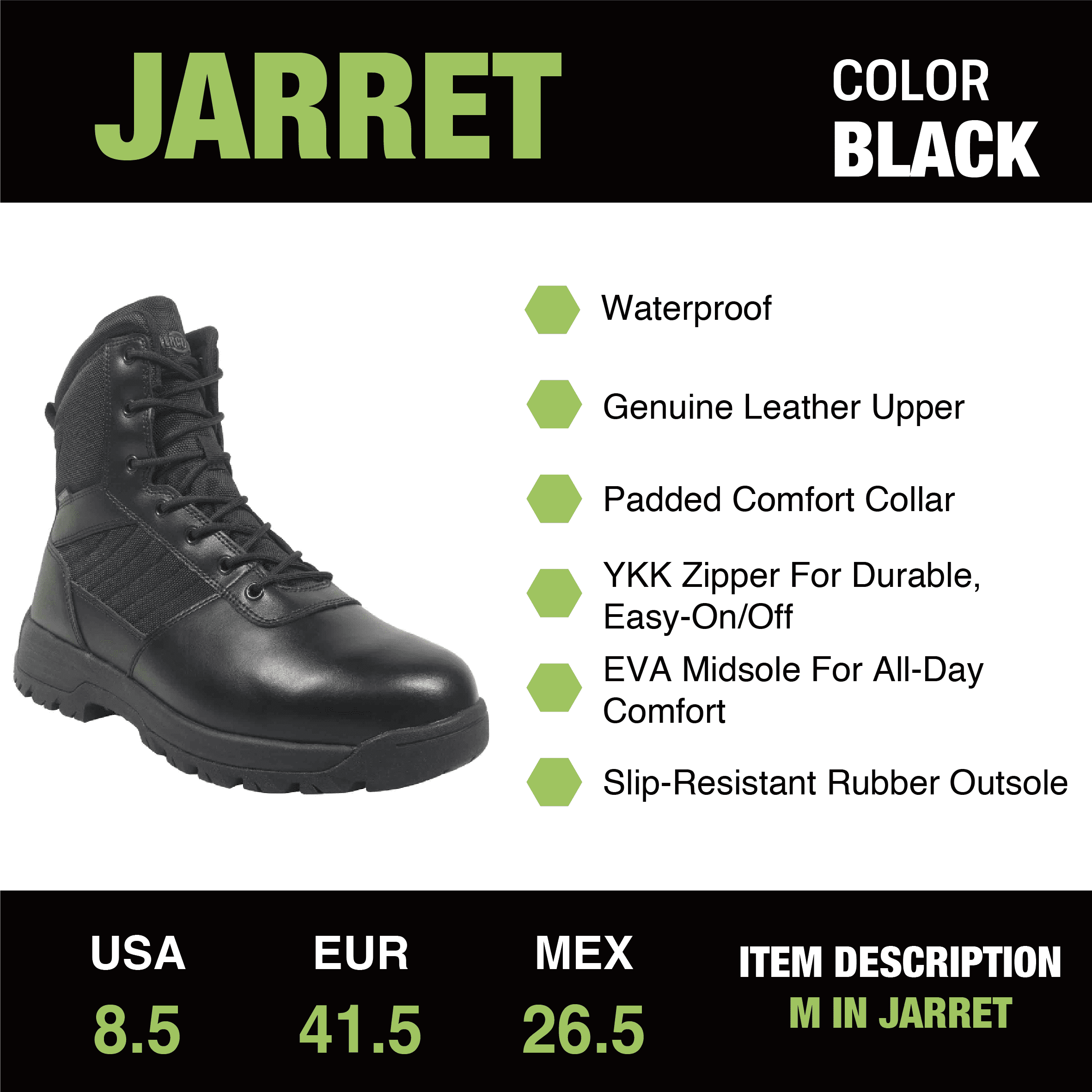 Interceptor Jarrett Men\'s Black Tactical Boots INTERCEPTOR BOOTS main image 2