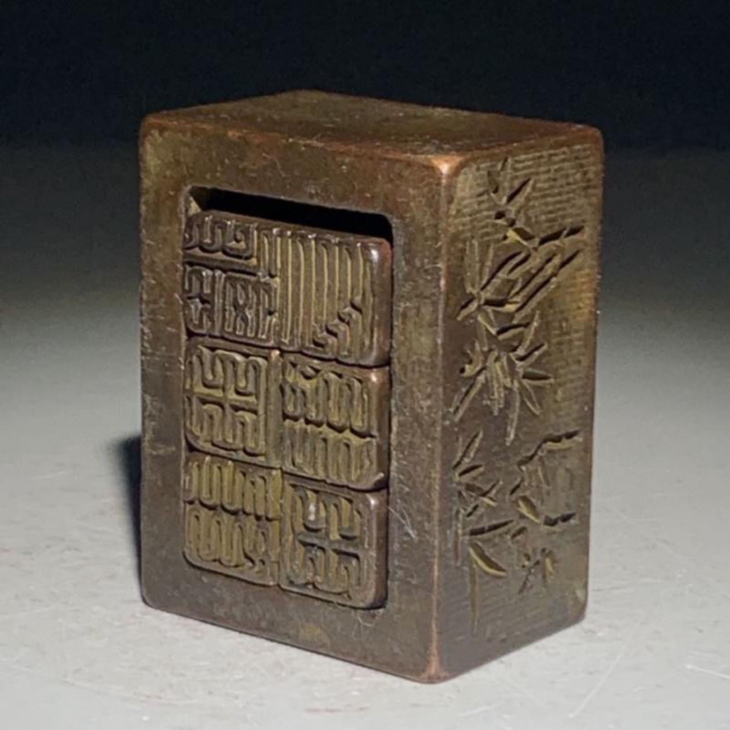 Bronze Seal Stamp Set Zuan Ke Style Carved Calligraphy Decorative Ink Stamps Chinese Art Desk Ornament