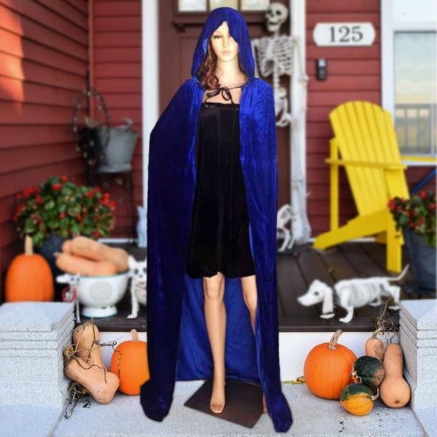 Capa con capucha para Halloween, resistente, multiusos, agradable para la piel, disfraz de diablo Azul