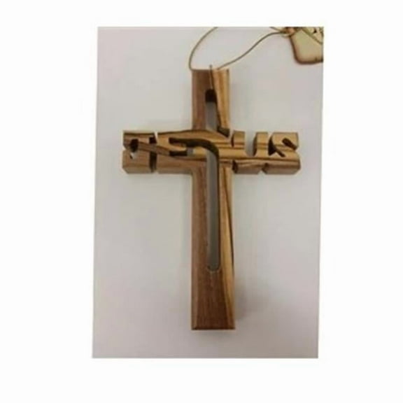 Earthwood 143282 4 in. Olive Wood Jesus Cross