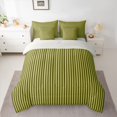 thumbnail image 3 of Castle Fairy Abstract Vertical Line King Bedding 7pcs,Retro Thin Strip King Bed in a Bag,Olive Green Violet Purple,Reversible, 3 of 7