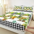 thumbnail image 3 of jejeloiu Cute Cartoon Gnome Queen Sheet Sets,St.Patrick Day Flat Sheet,White Black Checkered Queen Fitted Sheet For Boys Girls,Luxury Bedroom Decor,4pcs, 3 of 7