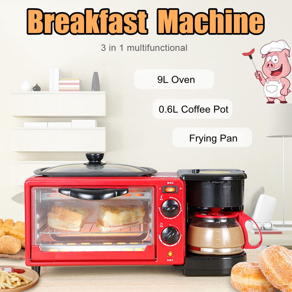 Frying Pan Bread Toaster Electric Oven 