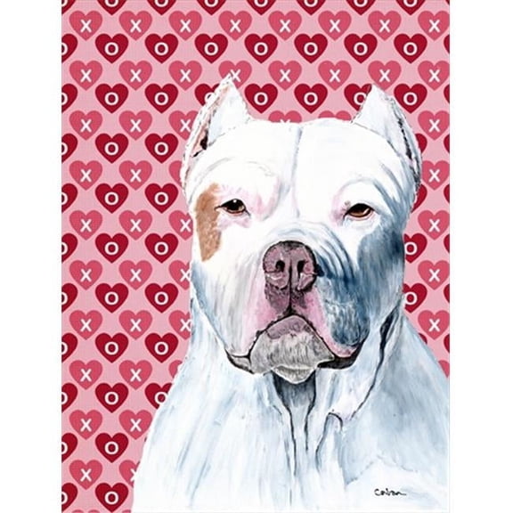 15 x 15 In. Pit Bull Hearts Love And Valentines Day Portrait Flag, Garden Size