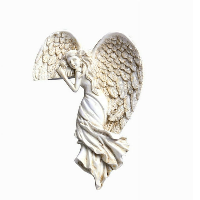 Estatua creativa en 3D, escultura de pared artística, figuritas de resina, niñeras de puerta de granja, niñeras, escultura rústica, alas artesanales para el hogar