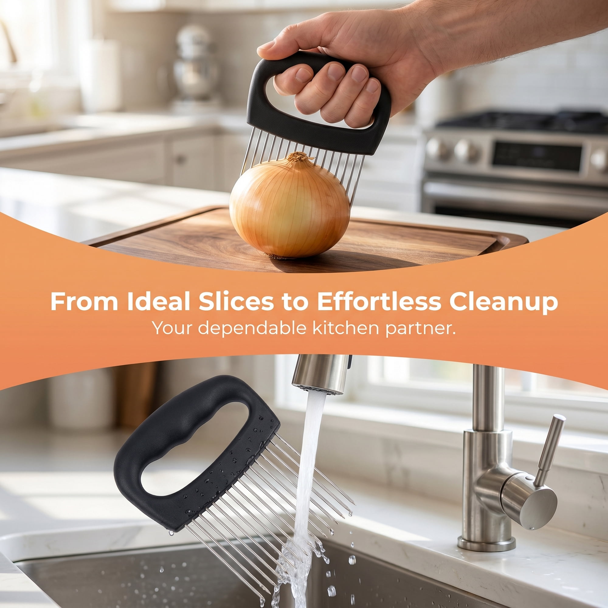Unique Bargains Vegetable Chopper Food Processor Onion Slicing Holder Black/Silver-4