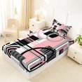 thumbnail image 5 of Castle Fairy Bohemian Circular Block Twin Sheets 3pcs,Vintage Linear Strip Bedding,Black Pink Gray,1 Flat Sheet, 1 Fitted Sheet and 1 Pillowcase, 5 of 7