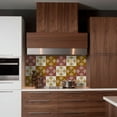 thumbnail image 5 of Mi Alma Peel & Stick Tiles - Brown Gold Beige Vintage Flower Vinyl Backsplash 12x12, 5 of 14