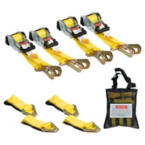 4Pack 1''x12' Retractable Ratchet Straps Kit w/Snap Hook, Axle Straps w/Delta Ring, Protective Sleeve, Storage Bag - Self Ratcheting Tie Down Strap w/500 lbs WLL for Boat, Jet Ski, ATV