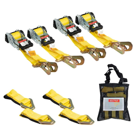 4Pack 1''x12' Retractable Ratchet Straps Kit w/Snap Hook, Axle Straps w/Delta Ring, Protective Sleeve, Storage Bag - Self Ratcheting Tie Down Strap w/500 lbs WLL for Boat, Jet Ski, ATV