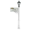 Lewiston LMC-700-SL-WHT Mailbox Post System with Ornate Base & Bayview Solar Lamp & 3 Cast Plates, White