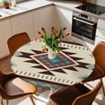 thumbnail image 2 of Boho Tribal Geometric Elastic Fitted Round Table Cover Aztec Southwestern Waterproof Outdoor Tablecloth for Holiday Party, Picnic, Patio & Dining Fits Tables Up to 55"-60", 2 of 8
